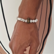 Bracelet "Bien-être & Confiance" en howlite - Tortue bronze